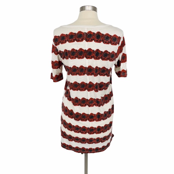 Chaser Rose Print V-Neck Tee Shirt Size S K40 - Picture 4 of 8